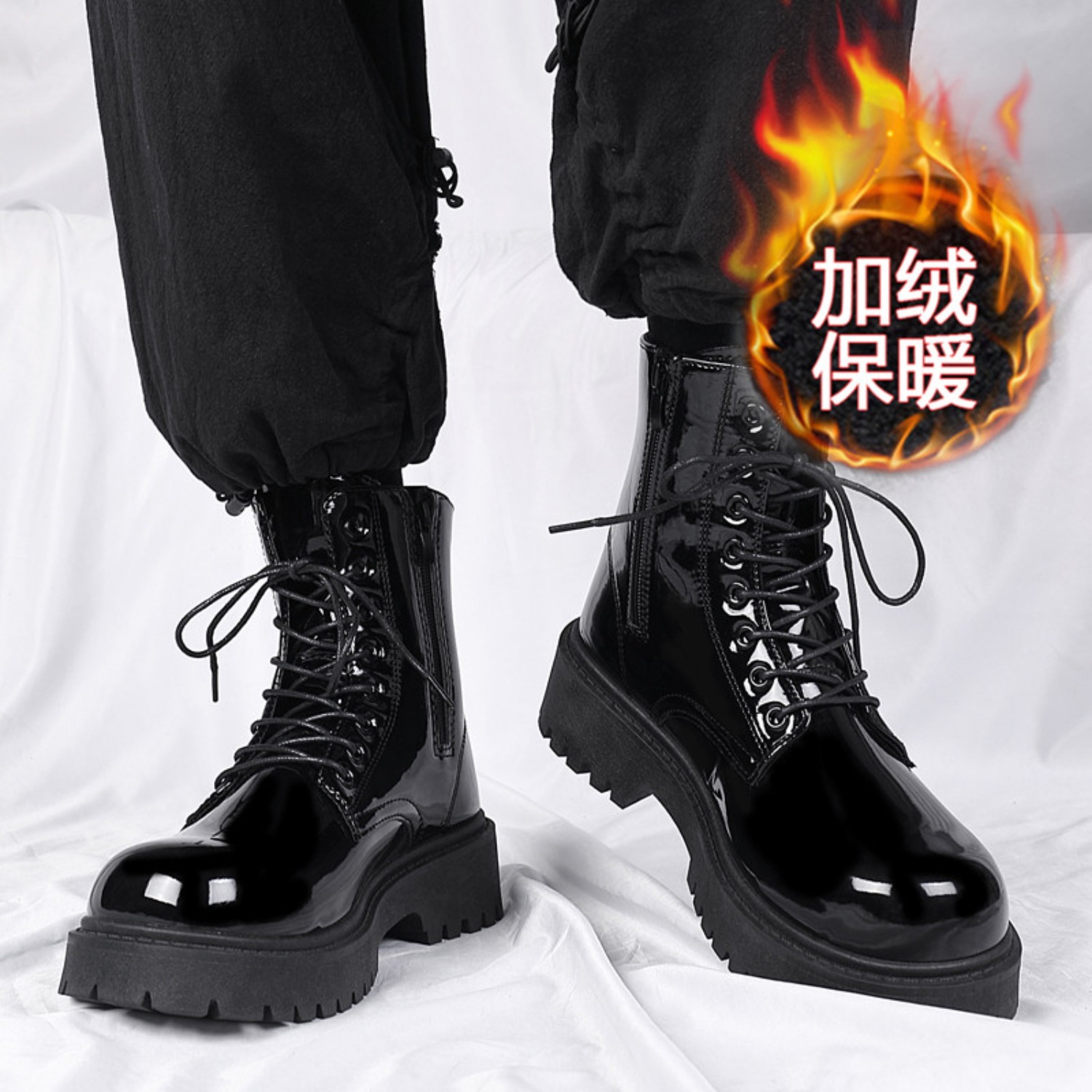 Men'S Shoes For Work - 남성용 따뜻한 플러시 하이탑 부츠 겨울용