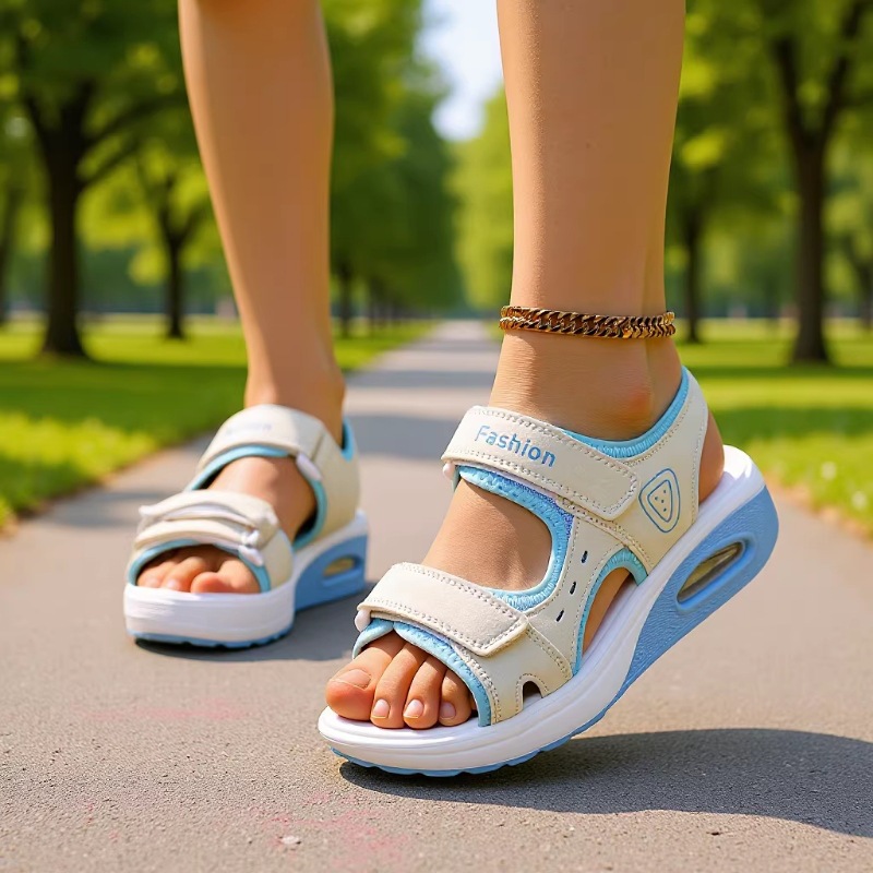 Velcro Strap Sandal - 여성용 정형외과 에어쿠션 샌들 여름 페프토