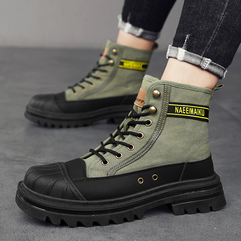 Men'S Shoes For Work - 남성용 캔버스 부츠 패션 하이탑 캐주얼