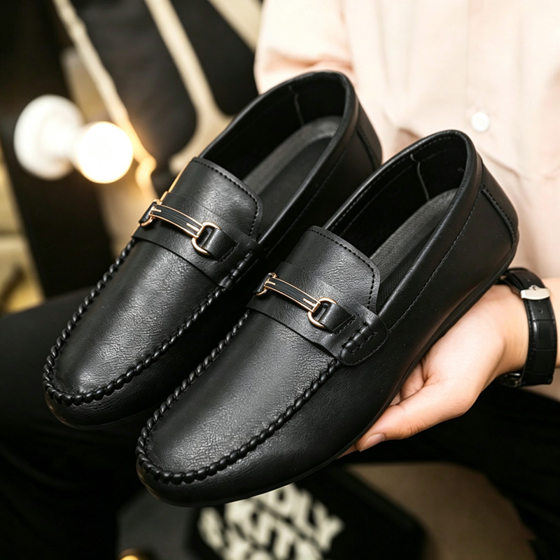 Men Shoes Size 46 - 클래식 블랙 가죽 로퍼 남성용 빅사이즈