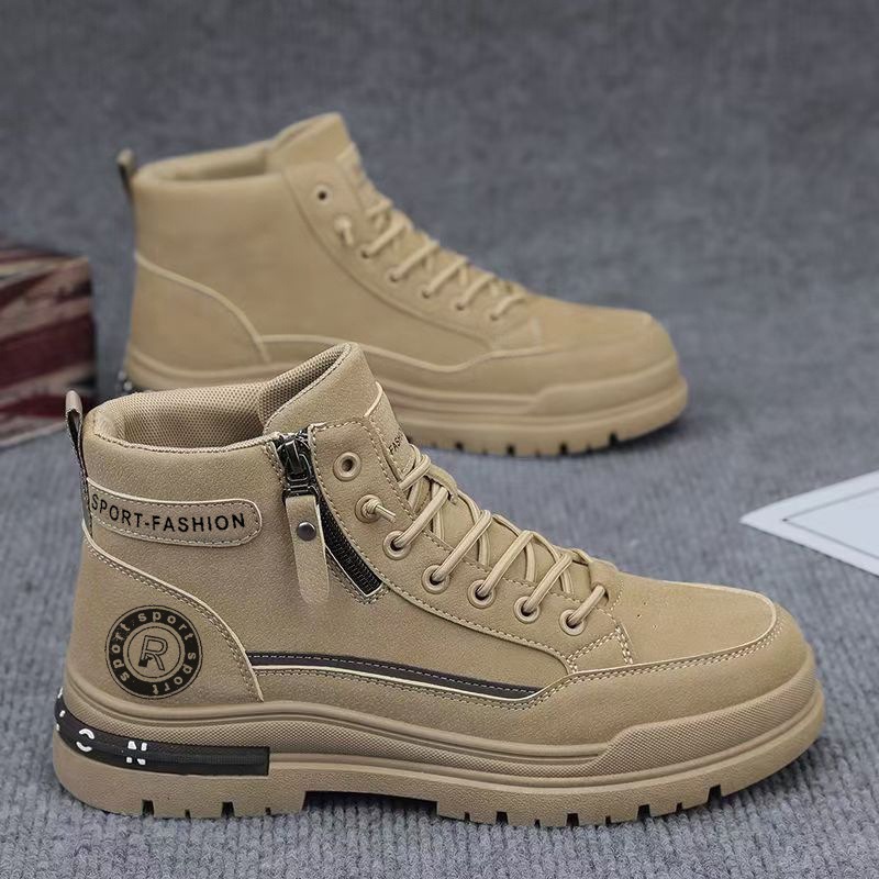 Men'S Shoes For Work - 남성 레트로 하이탑 워크 부츠 가을