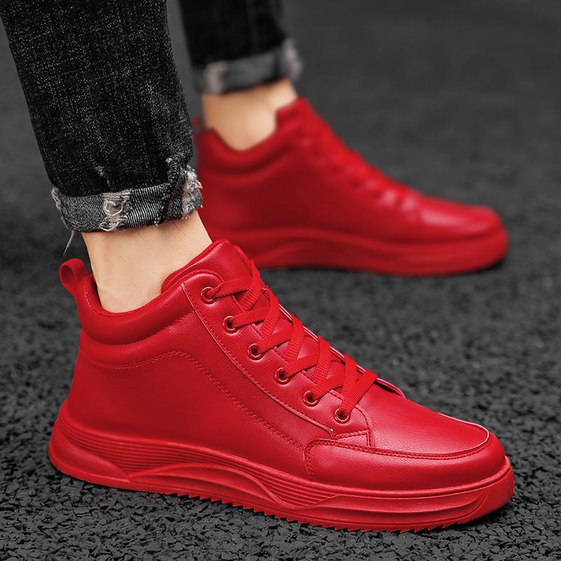 Men Shoes Size 46 - 커플 가을 겨울 신상 하이탑 레드