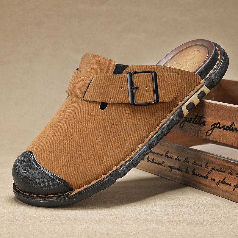Men Shoes Size 46 - 남성 샌들 여름 PU 가죽 단색