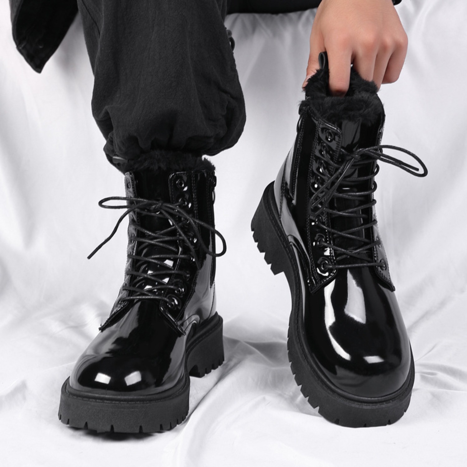 남성용 따뜻한 플러시 하이탑 부츠 겨울용 소프트솔 논슬 - Men'S Shoes For Work 리뷰 및 가격
