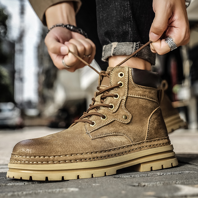 남성용 패션 봄 플랫폼 부츠 편안한 가죽 미끄럼 방지  - Men'S Shoes For Work 리뷰 및 가격