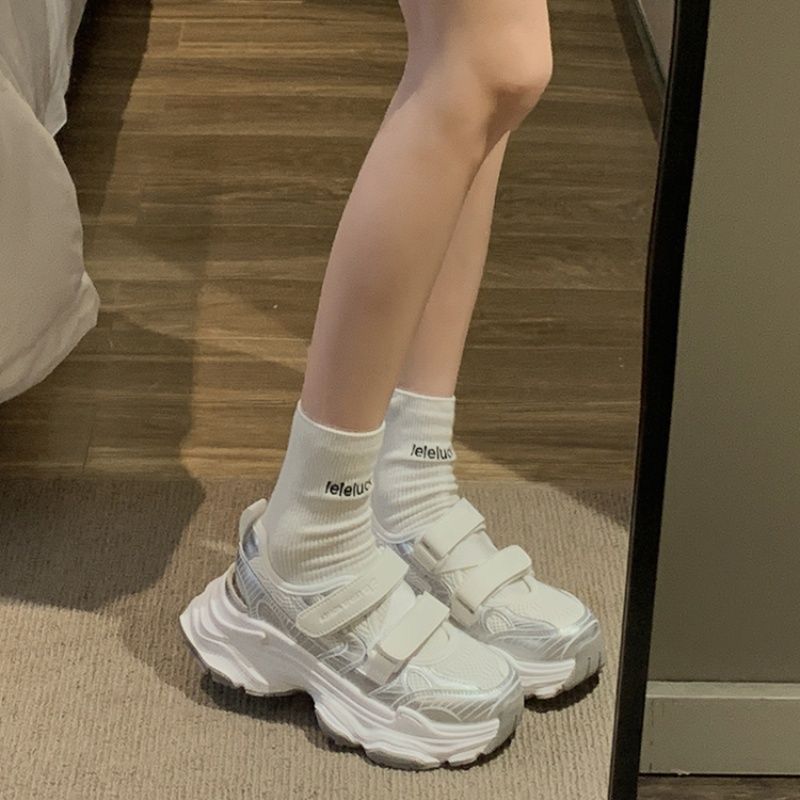 메탈릭 실버 속이 빈 플랫폼 샌들 여성용 더블 벨크로  - Velcro Strap Sandal 리뷰 및 가격
