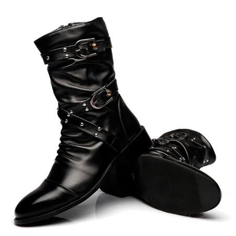 패션 남성 가죽 고품질 미드 튜브 부츠 클래식 가을 겨 - Men Shoes Size 46 리뷰 및 가격