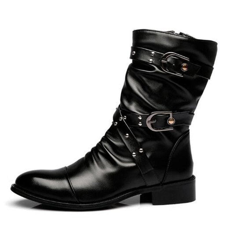 패션 남성 가죽 고품질 미드 튜브 부츠 클래식 가을 겨 - Men Shoes Size 46 리뷰 및 가격