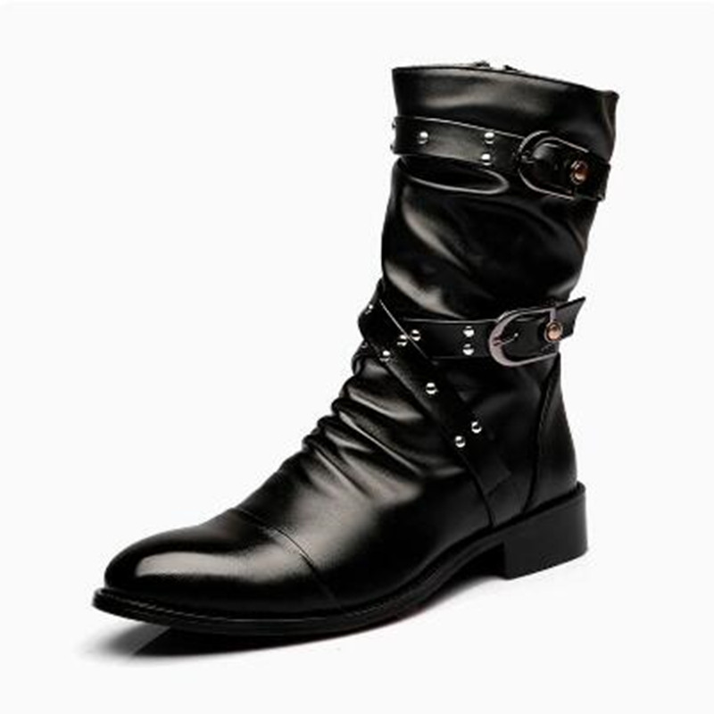 패션 남성 가죽 고품질 미드 튜브 부츠 클래식 가을 겨 - Men Shoes Size 46 리뷰 및 가격