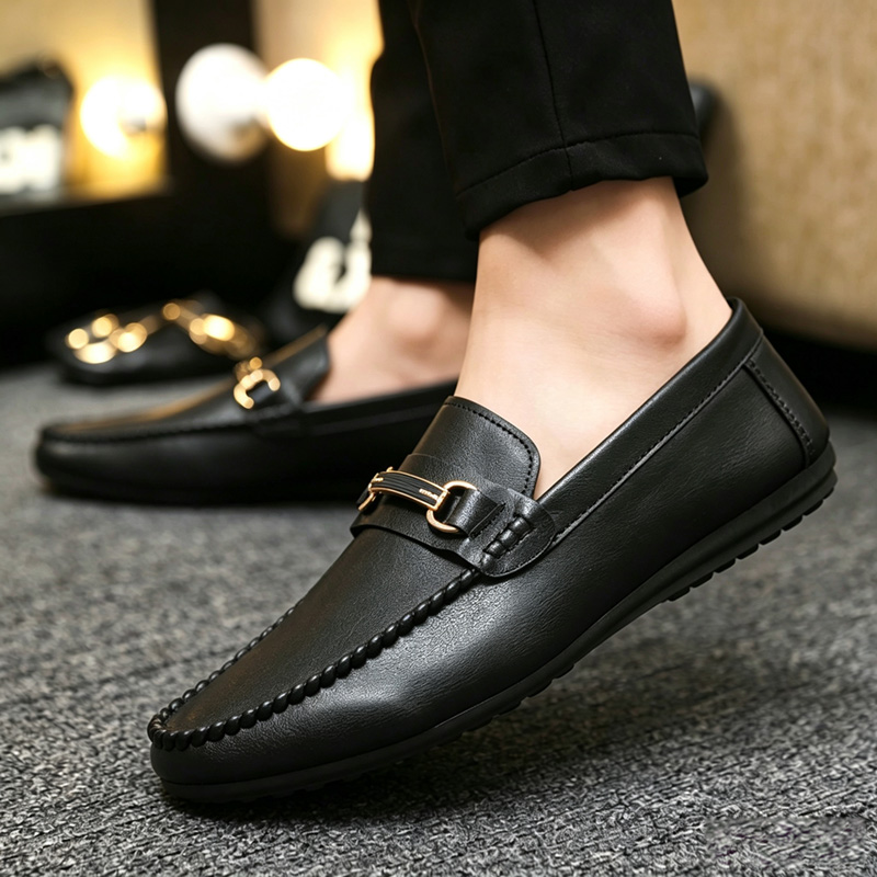 클래식 블랙 가죽 로퍼 남성용 빅사이즈 46 통기성 슬 - Men Shoes Size 46 리뷰 및 가격