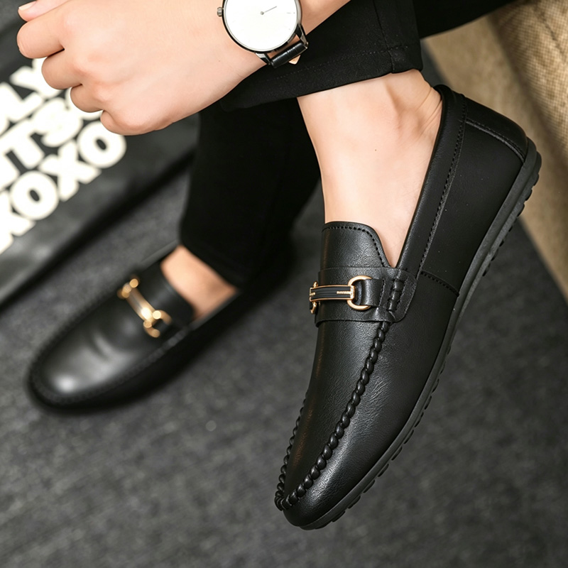클래식 블랙 가죽 로퍼 남성용 빅사이즈 46 통기성 슬 - Men Shoes Size 46 리뷰 및 가격