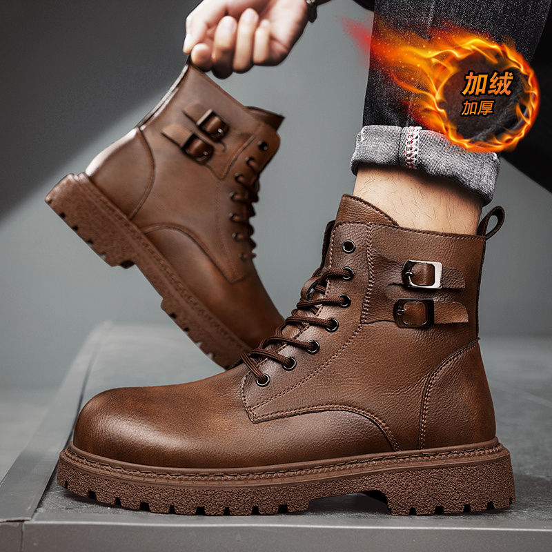 새로운 남성 스노우 부츠 소가죽 겨울 두꺼운 플러시 방 - Men Shoes Size 46 리뷰 및 가격