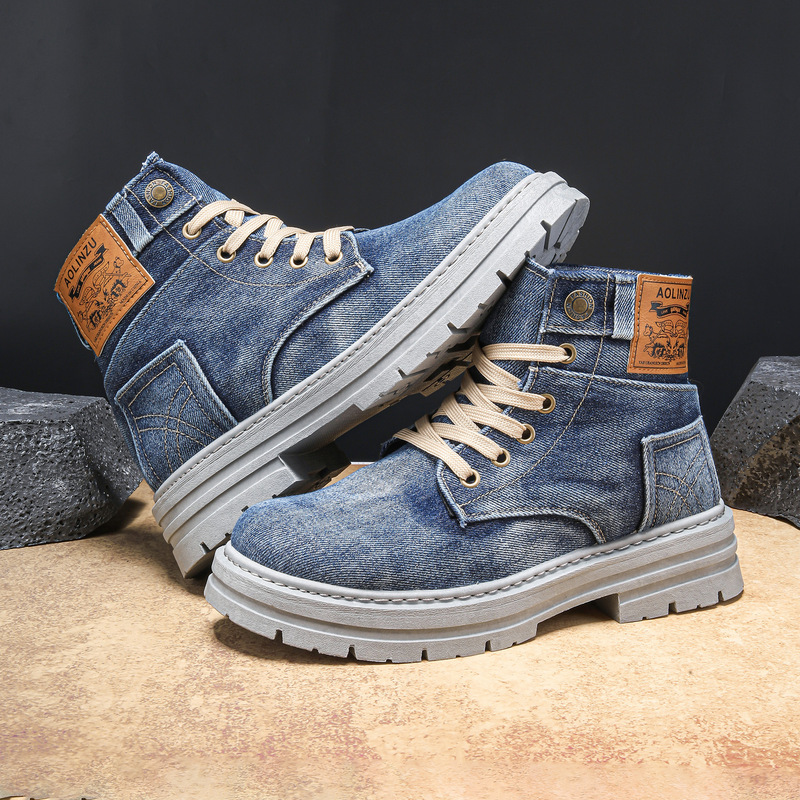 레트로 남성 데님 부츠 플러스 사이즈 39-48 사계절 - Men'S Shoes For Work 리뷰 및 가격