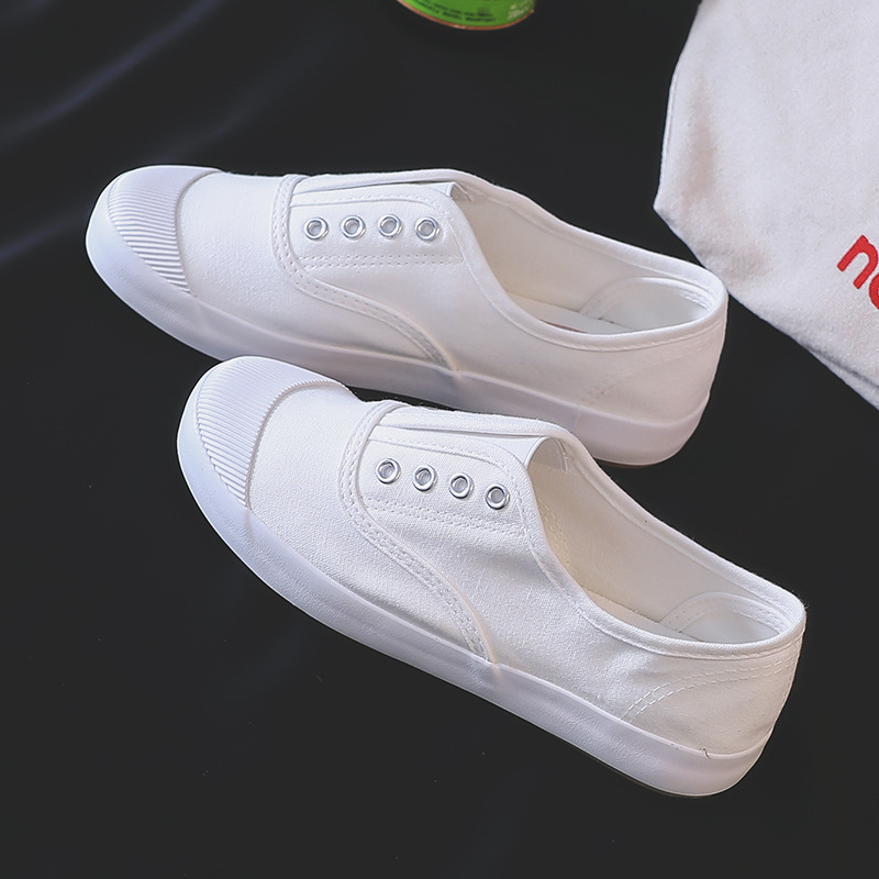 새로운 여성용 흰색 캔버스화 로우탑 슬립온 통기성 플랫 - Casual Sneaker Low 리뷰 및 가격