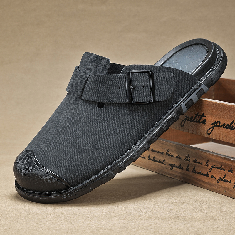 남성 샌들 여름 PU 가죽 단색 슬리퍼 플랫 야외 미끄 - Men Shoes Size 46 리뷰 및 가격