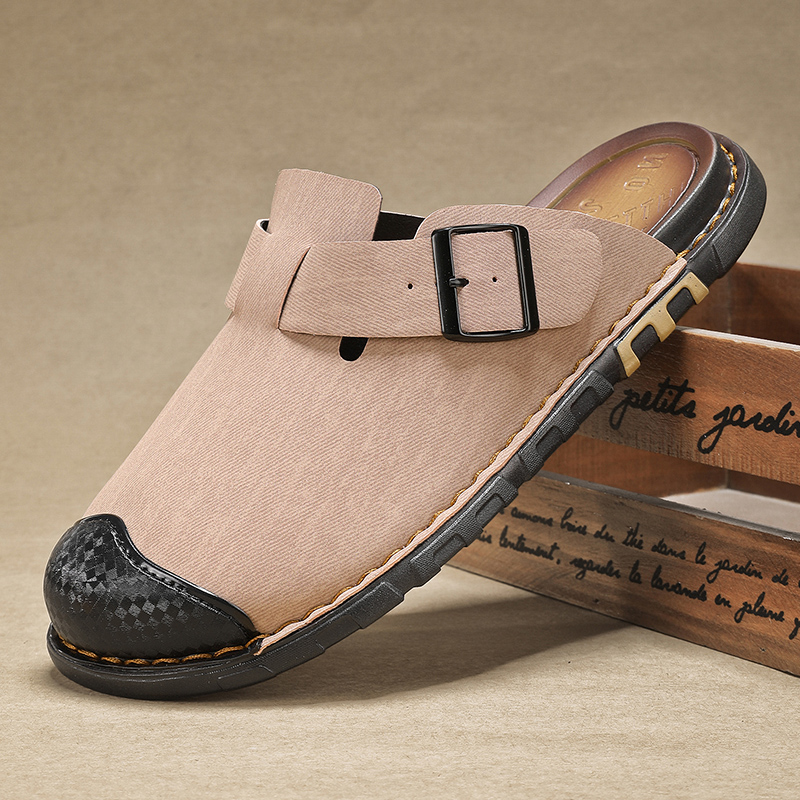 남성 샌들 여름 PU 가죽 단색 슬리퍼 플랫 야외 미끄 - Men Shoes Size 46 리뷰 및 가격