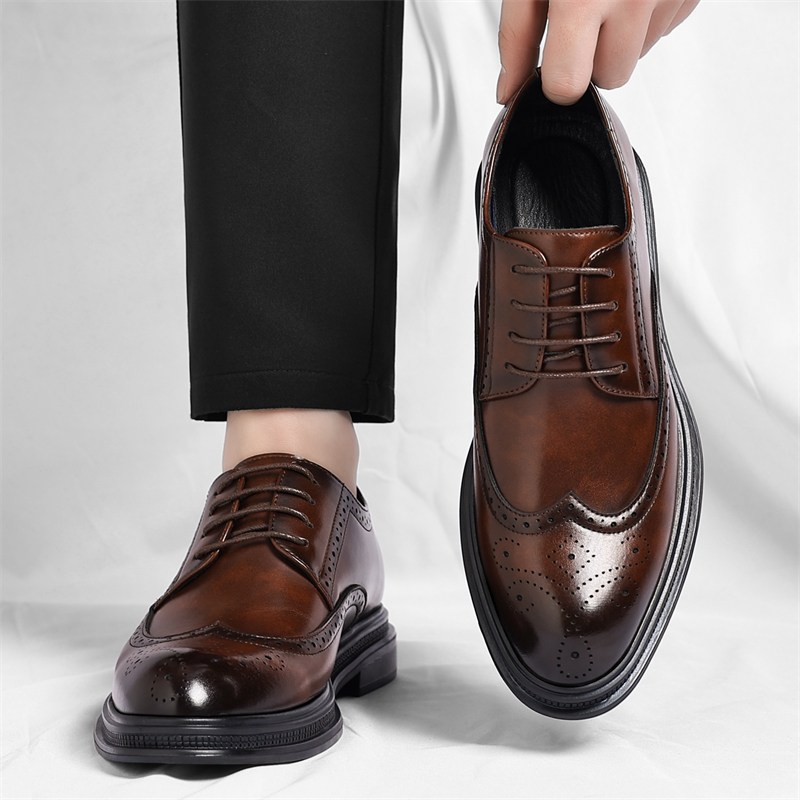 남성용 브로그 가죽 신발 세련되고 편안한 비즈니스 정장 - Men Shoes Uk 리뷰 및 가격