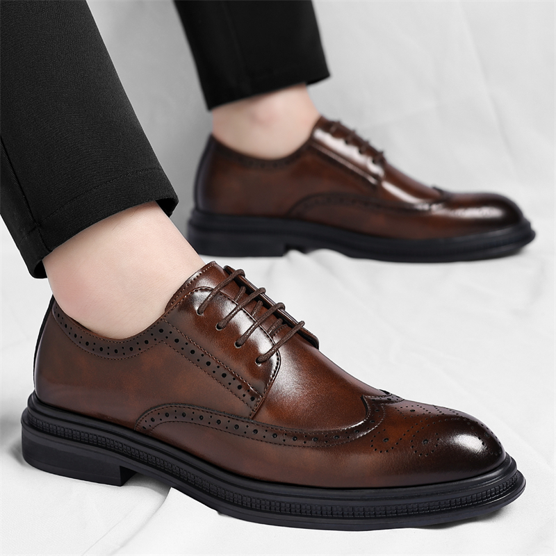 남성용 브로그 가죽 신발 세련되고 편안한 비즈니스 정장 - Men Shoes Uk 리뷰 및 가격