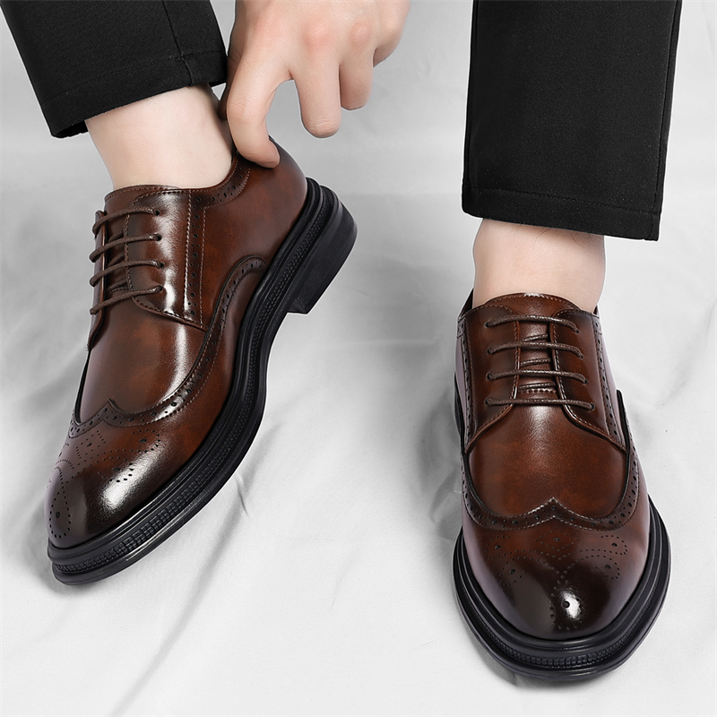 남성용 브로그 가죽 신발 세련되고 편안한 비즈니스 정장 - Men Shoes Uk 리뷰 및 가격