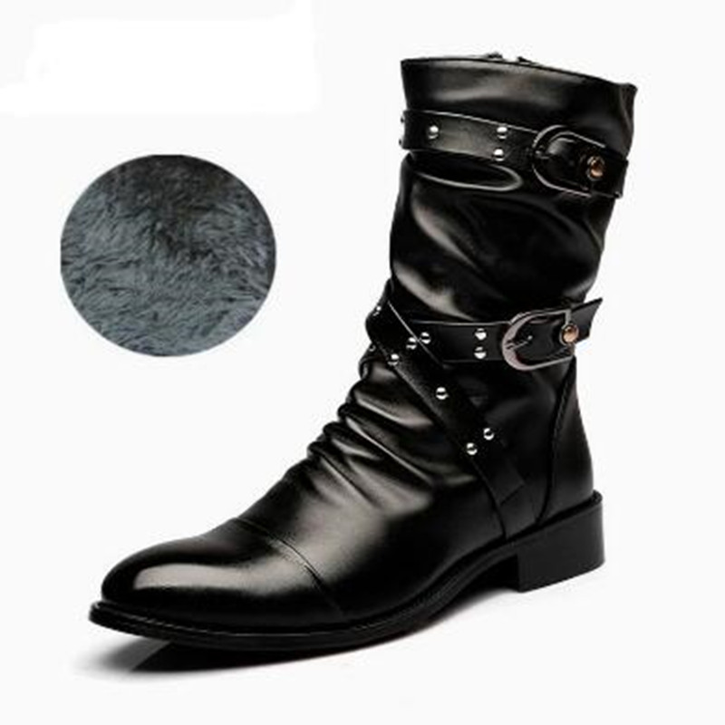 패션 남성 가죽 고품질 미드 튜브 부츠 클래식 가을 겨 - Men Shoes Size 46 리뷰 및 가격